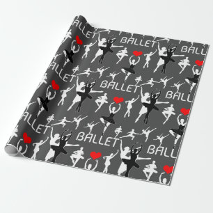 Papier Cadeau J'Aime Le Motif De Ballet. Danseurs de ballet blan
