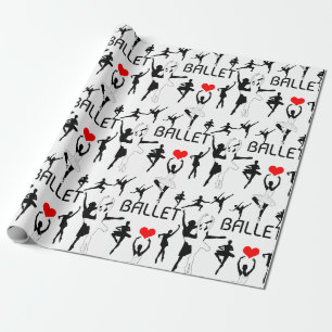 Papier Cadeau J'Aime Le Motif De Ballet. Danseurs de ballet noir