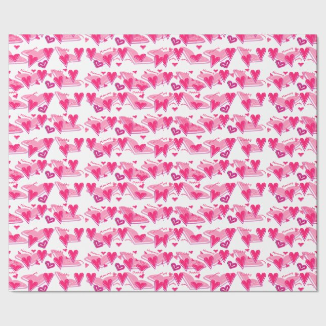 Papier Cadeau J'aime le papier d'emballage de maman et de papa (Couture)