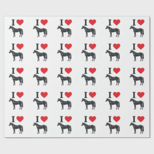 Papier Cadeau J'aime les chevaux vintage gravure conception de t