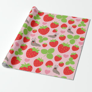 Papier Cadeau J'aime les fraises Motif sans couture
