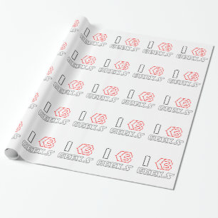 Papier Cadeau J'aime les geeks ASCII ART
