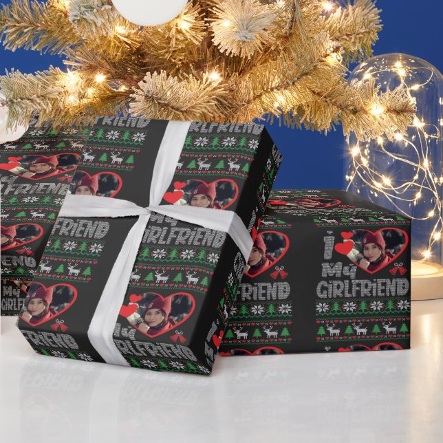 Papier Cadeau J'Aime Ma Petite Amie Photo Vilain Enveloppement D (Vacances)