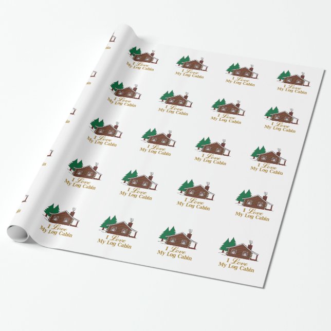Papier Cadeau J'aime mon cabine de rondin (Déroulé)