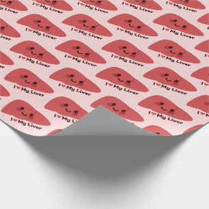 Papier Cadeau J'Aime Mon Foie - Mignonne Foie Souriant