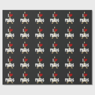 Papier Cadeau "J'aime Paris," Tour Eiffel