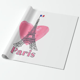 Papier Cadeau J'aime Paris Tour Eiffel France Cadeau