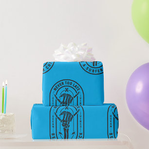 Papier Cadeau Jamais trop tard Skeleton Surfer Chick Ocean Viand