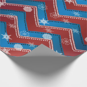 Papier Cadeau Jamestown Xmas-Red+Blue ZigZag+White Snowflakes v2