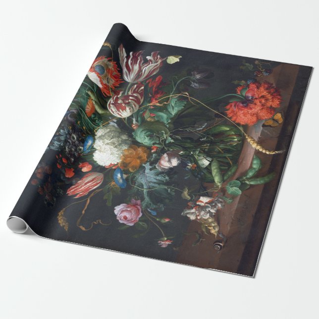 Papier Cadeau Janv. Davidsz de Heem Vase des fleurs (Déroulé)