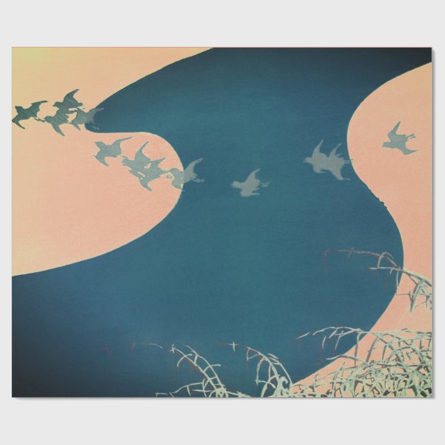 Papier Cadeau JAPONAIS ABSTRAIT CROWS FLYING Papier (Plat)