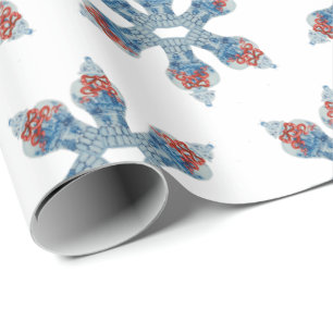 Papier Cadeau Jar de gingembre bleu et blanc peint à la main