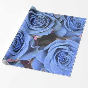 Papier Cadeau Jardin Abstrait coloré Roses Bleu Élégant Floral