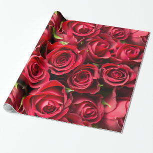 Papier Cadeau Jardin Abstrait de Roses Rouges Élégant Floral
