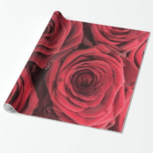 Papier Cadeau Jardin Abstrait de Roses Rouges Élégant Floral
