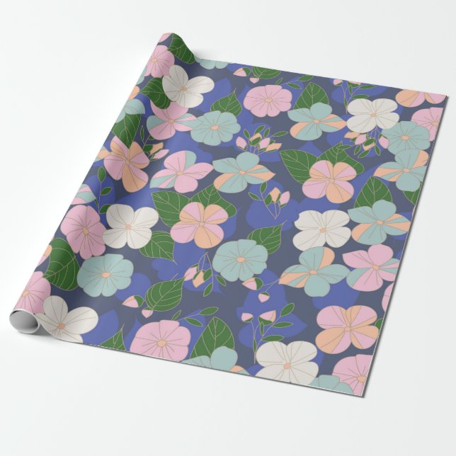 Papier Cadeau Jardin aux fleurs Pastel (Déroulé)
