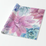 Papier Cadeau Jardin blanc chic moderne de fiesta de Succulents<br><div class="desc">Papier cadeau</div>