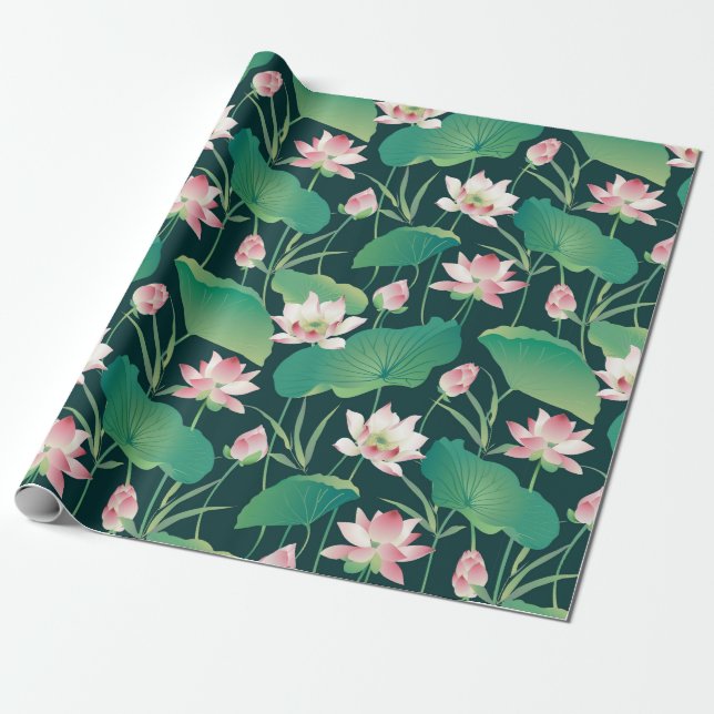 Papier Cadeau Jardin blanc du Lotus (Déroulé)