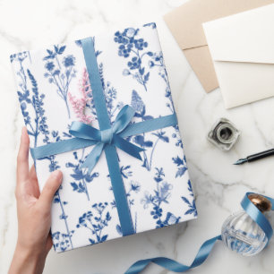 Papier Cadeau Jardin Bleu Fleur sauvage Motif