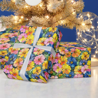 Papier Cadeau Jardin Botanique De Fleurs Colorées Motif Floral