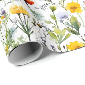 Papier Cadeau Jardin Botanique de Prairie de Fleurs Sauvages Cot
