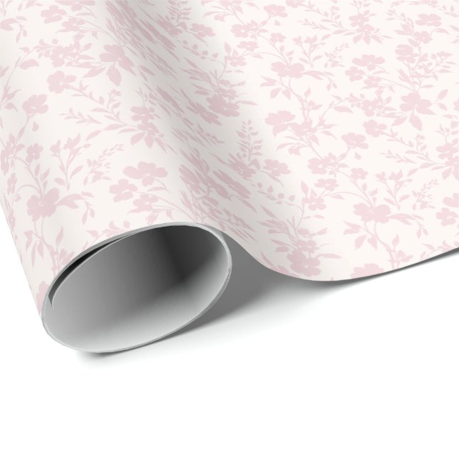 Papier Cadeau Jardin Botanique Rose Pâle - Neutre - (Coin rond)