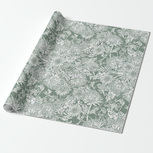 Papier Cadeau Jardin De Campagne Australien - Sage Et Blanc
