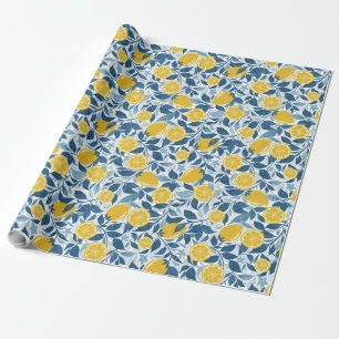 Papier Cadeau Jardin de citron vert - jaune clair et bleu