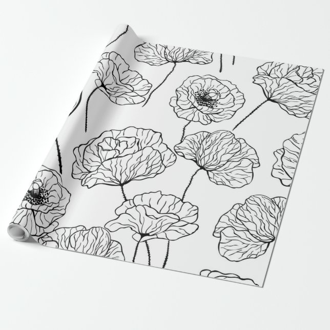 Papier Cadeau Jardin de coquelicots (Déroulé)