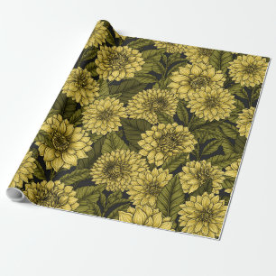 Papier Cadeau Jardin de Dahlia jaune