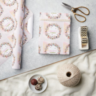 Papier Cadeau Jardin de fées fantaisiste pour 1er anniversaire 