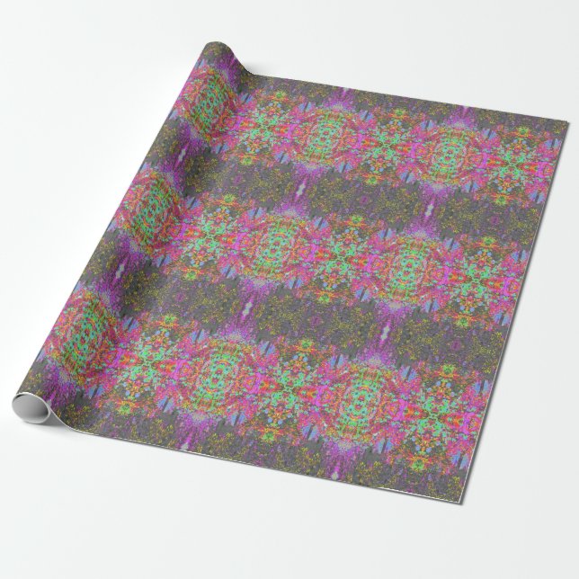 Papier Cadeau Jardin de festival tropical psychédélique au lever (Déroulé)
