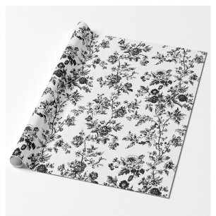Papier Cadeau Jardin de fête floral chiné noir Wr