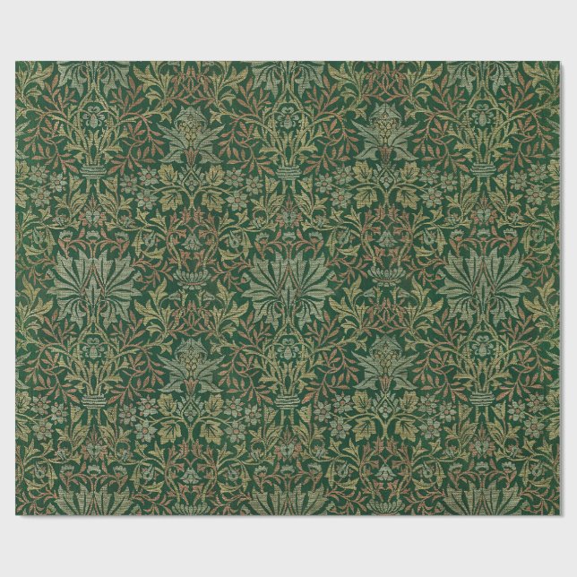 Papier Cadeau Jardin de fleurs de William Morris - Verts (Plat)