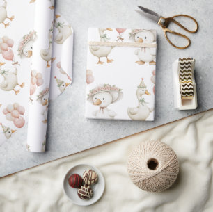 Papier Cadeau Jardin de fleurs d'oie soie Champignons 1er annive