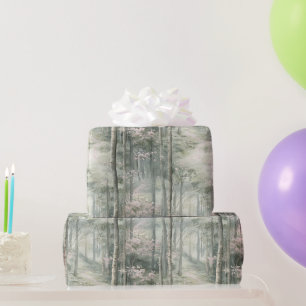 Papier Cadeau Jardin de Fleurs Rose Enchanté Anniversaire