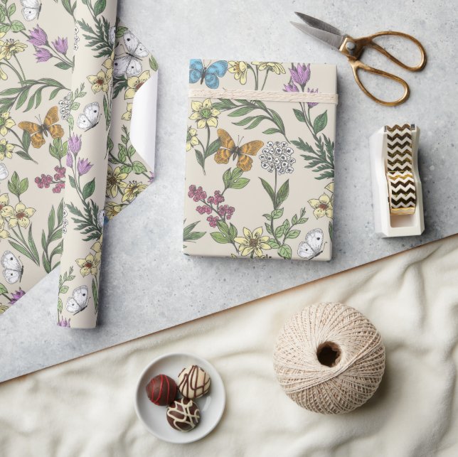 Papier Cadeau Jardin de papillons (Artisanat)
