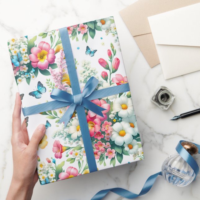 Papier Cadeau Jardin de papillons en fleurs (Cadeaux)