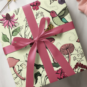 Papier Cadeau Jardin de printemps enchanté Colibri floral