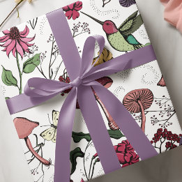 Papier Cadeau Jardin de printemps enchanté Colibri floral