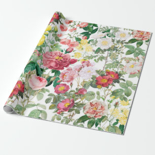 Papier Cadeau Jardin de printemps Vintage Rose