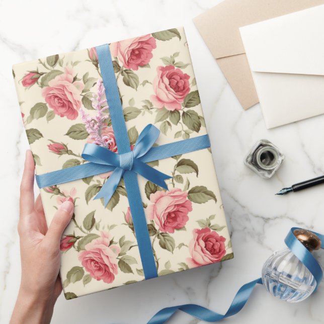 Papier Cadeau Jardin de roses roses (Cadeaux)