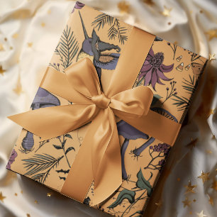 Papier Cadeau Jardin des colibris éffrayant Ocre d'automne