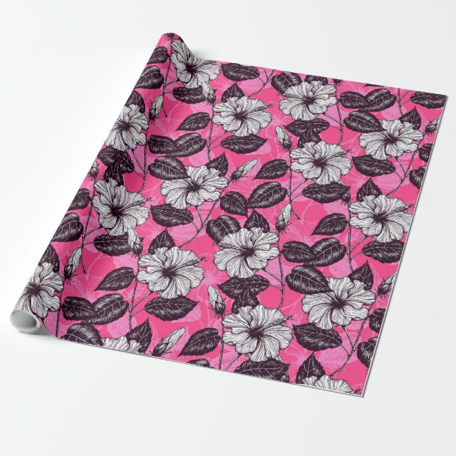 Papier Cadeau Jardin des Hibiscus 2 (Déroulé)