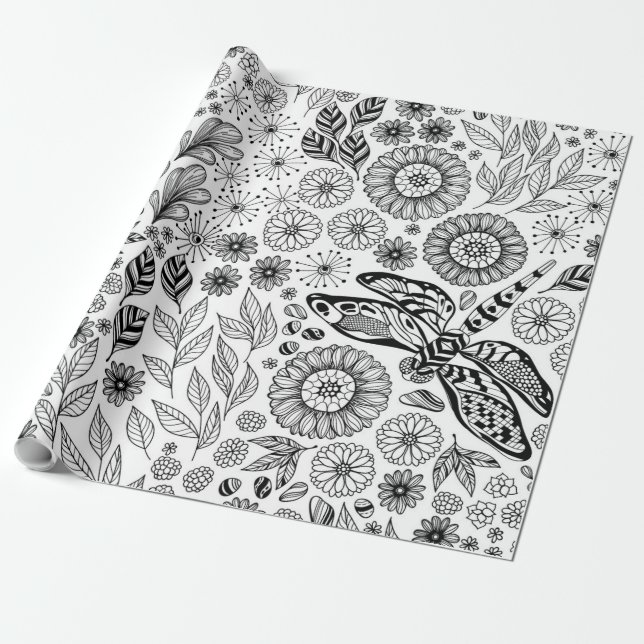 Papier Cadeau Jardin des libellules (Déroulé)