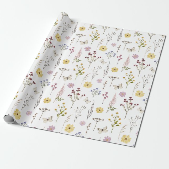 Papier Cadeau Jardin des prairies Fleurs sauvages printanières (Déroulé)