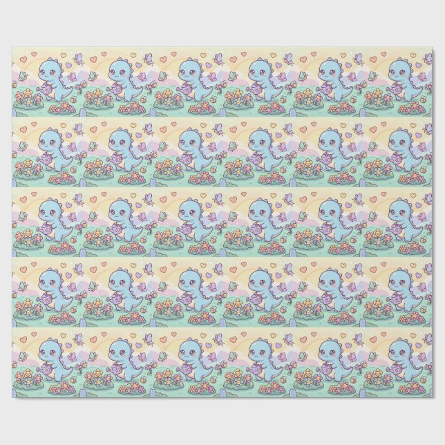 Papier Cadeau Jardin Dino Happy (Plat)