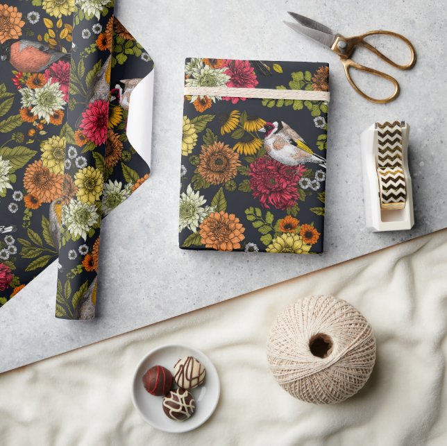 Papier Cadeau Jardin d'oiseaux et de fleurs 2 (Artisanat)