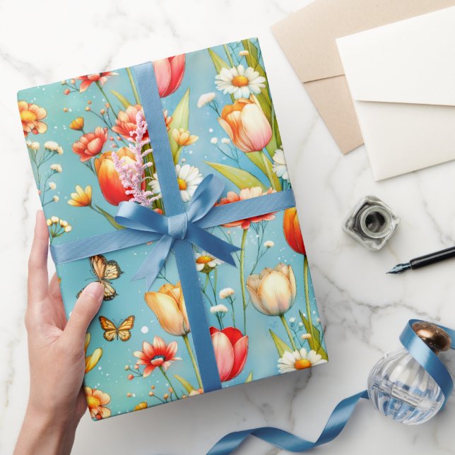 Papier Cadeau Jardin Fleur de Ciel (Cadeaux)