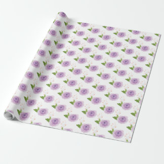 Papier Cadeau Jardin Fleurs d'aquarelle violette